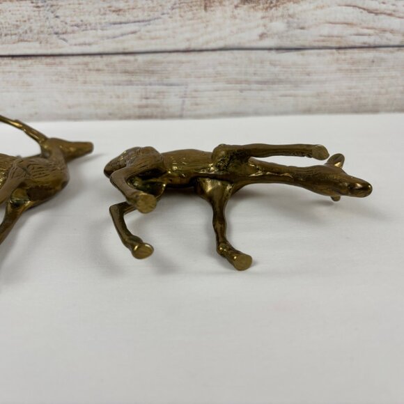 Brass Buck and Doe Deer Pair Vintage Figurines Décor Taiwan - Picture 8 of 10